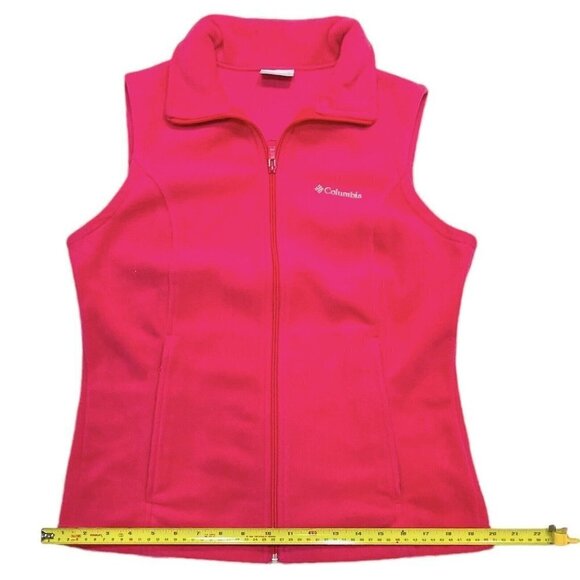 COLUMBIA Pink Fleece Vest Women's Small Full Zip w/Zip Pockets Autumn Outdoors - Picture 12 of 14
